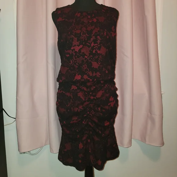 Michael Kors Knit Dress Red with Blacklace Demask - Picture 3 of 9